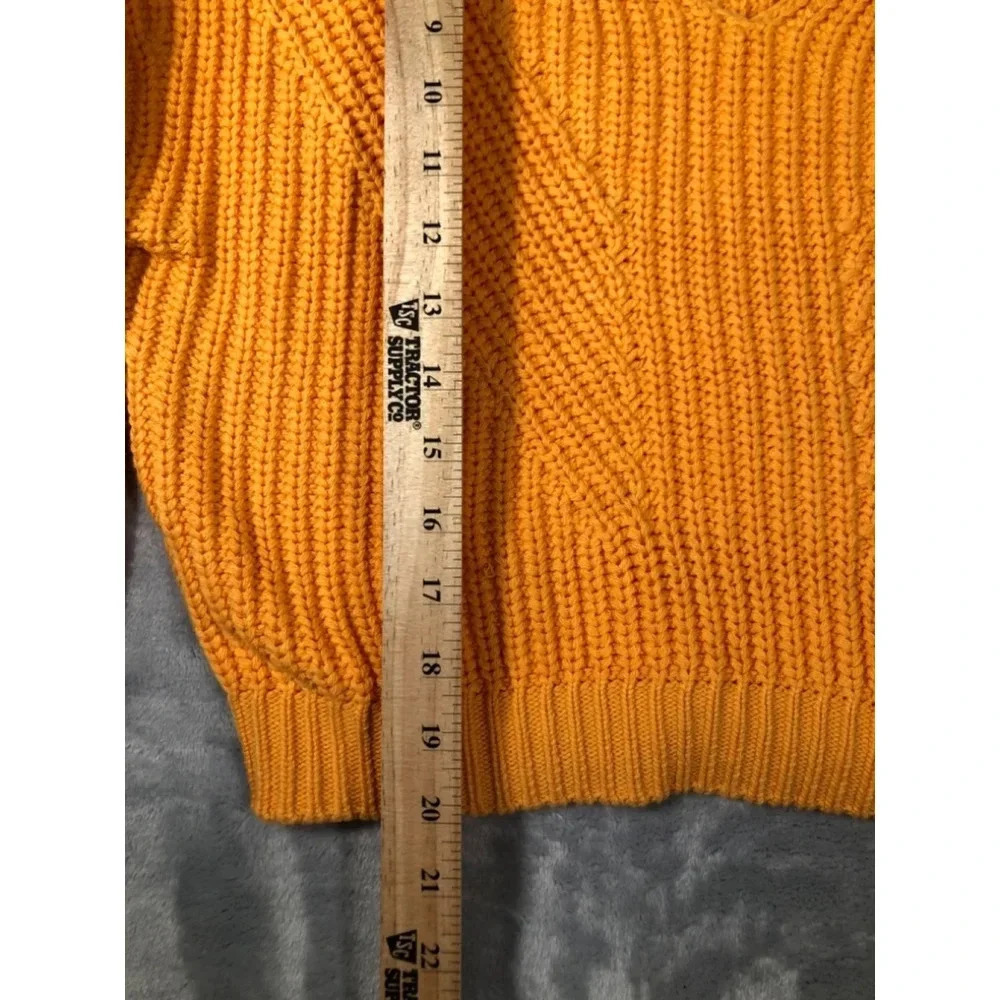 Anthropologie Maeve Cropped Chunky Knit Sweater Ribbed Knit Orange Size small - Picture 3 of 4